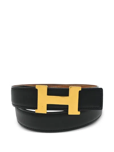 Pre-owned Hermes 1995 Constance-buckle Belt In Black