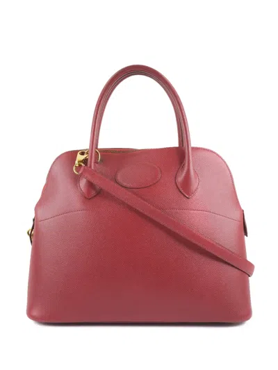 Pre-owned Hermes 1995 Courchevel Bolide 31 Satchel In Red