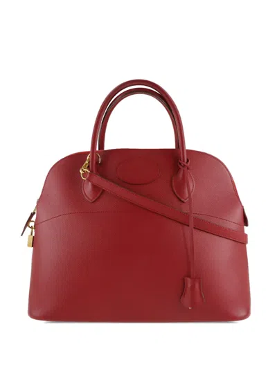 Pre-owned Hermes 1995 Courchevel Bolide 37 Satchel In Red