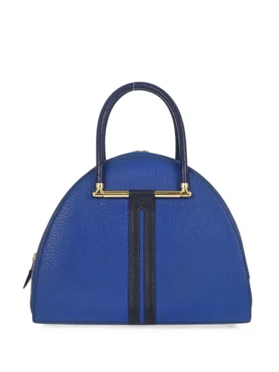 Pre-owned Hermes 1995 Fjord Gobi Tote Bag In Blue