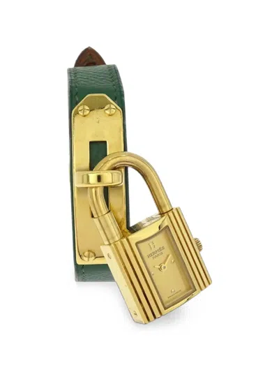 Pre-owned Hermes 1995 Kelly Courchevel 20mm Watch In Gold