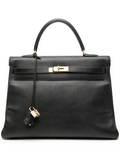 Pre-owned Hermes 1996 Ardennes Kelly Retourne 35 Satchel In Black