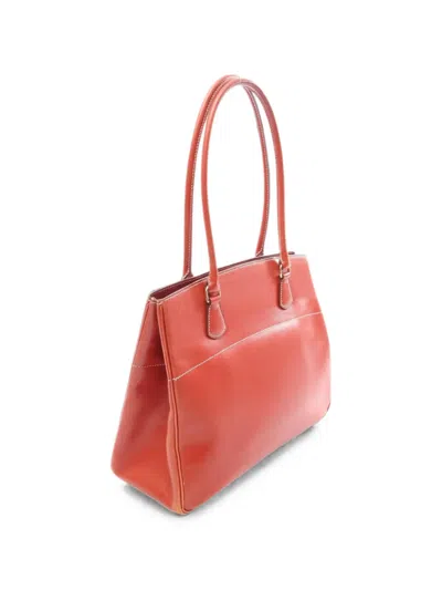 Pre-owned Hermes 1996 Box Calf Tote Bag In Orange