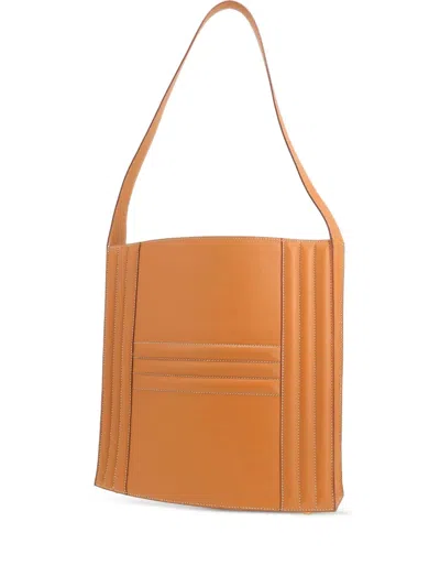 Pre-owned Hermes 1996 Cadenas Shoulder Bag In Brown