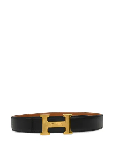 Pre-owned Hermes 1996 Constance Reversible Belt In Black