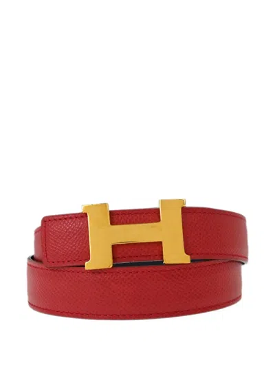 Pre-owned Hermes 1996 Constance Reversible Belt In Red