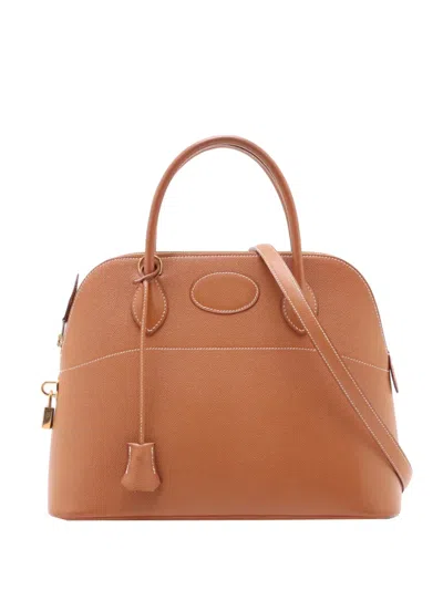 Pre-owned Hermes 1996 Courchevel Bolide 31 Satchel In 褐色