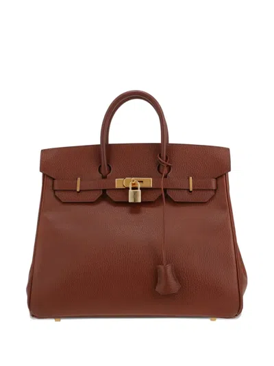 Pre-owned Hermes 1996 Haut À Courroies 32 Tote Bag In Brown