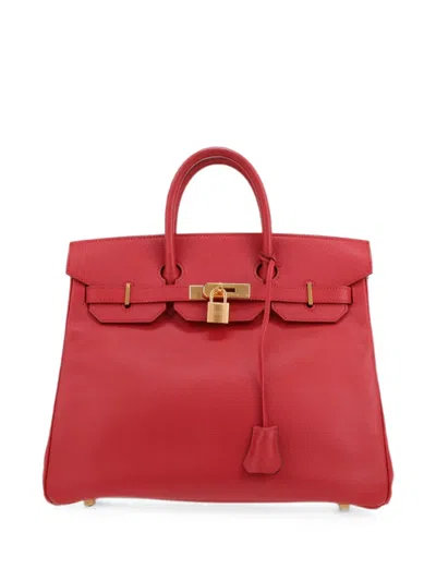 Pre-owned Hermes 1996 Haut À Courroies Tote Bag In Red