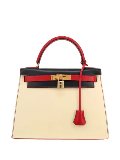 Pre-owned Hermes 1996 Kelly 28 Handbag In White