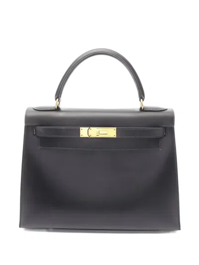 Pre-owned Hermes 1996 Kelly 28 Leather Tote Bag In Black