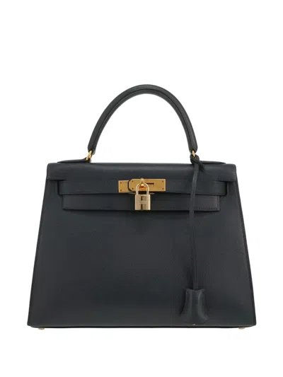 Pre-owned Hermes 1996 Kelly 28 Tote Bag In Blue