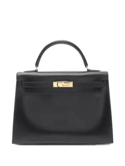 Pre-owned Hermes 1996 Kelly 32 Box Calf Handbag In Black