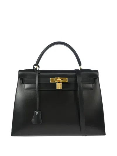 Pre-owned Hermes 1996 Kelly 32 Sellier Two-way Handbag In Black