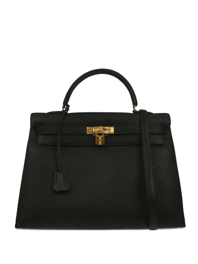 Pre-owned Hermes 1996 Kelly 35 Leather Tote Bag In Black