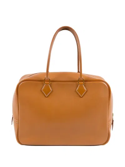 Pre-owned Hermes 1996 Leather Plume 32 Handbag In Brown
