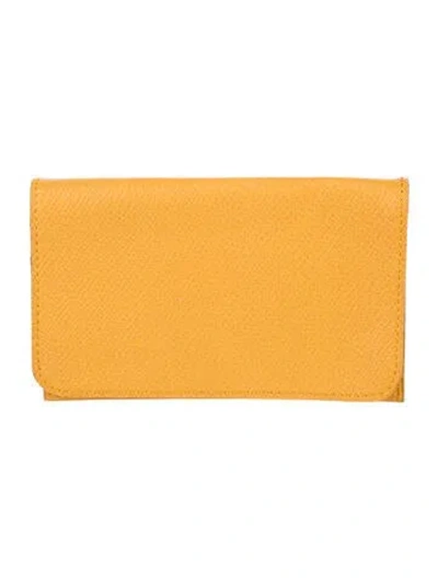 Pre-owned Hermes 1996 Wallet In Yellow