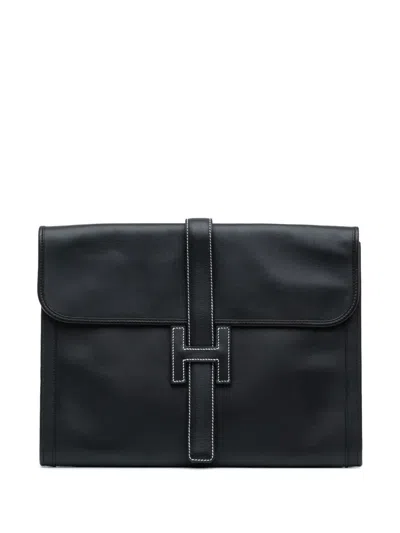 Pre-owned Hermes 1997-2014 Swift Jige Gm Clutch Bag In Black