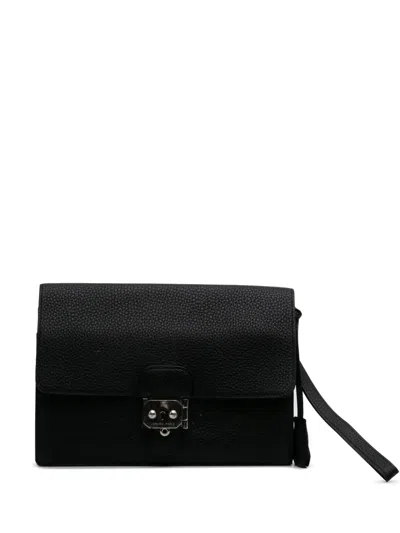 Pre-owned Hermes 1997-2014 Togo Jet Pochette Clutch Bag In Black
