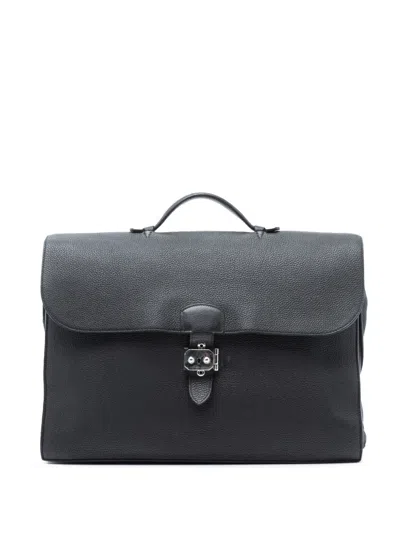 Pre-owned Hermes 1997-2014 Togo Sac A Depeches 38 Business Bag In Black