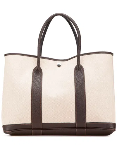 Pre-owned Hermes 1997-2014 Toile And Negonda Garden Party 36 Tote Bag