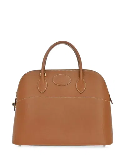 Pre-owned Hermes 1997 35 Courchevel Bolide Tote Bag In Brown