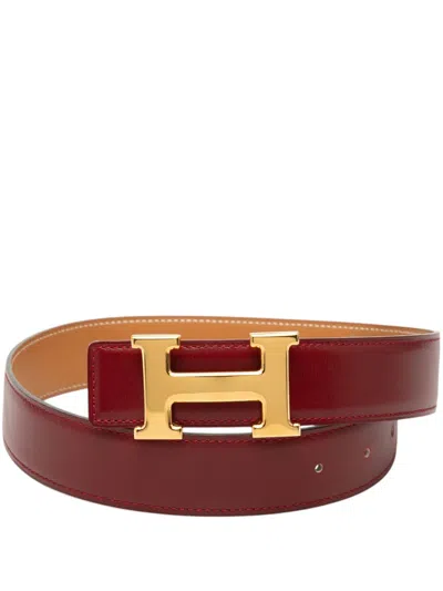 Pre-owned Hermes 1997 Box Calf Constance Belt In Red