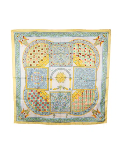 Pre-owned Hermes 1997 Ciels Byzantins Silk Scarf 90 Scarves In Yellow