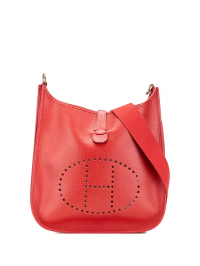 Pre-owned Hermes 1997 Clemence Evelyne I 33 Crossbody Bag In Red