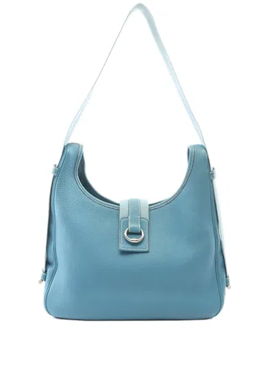 Pre-owned Hermes 1997 Clemence Tsako Shoulder Bag In Blue