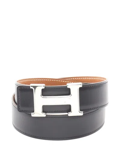 Pre-owned Hermes 1997 Constance H-belt Reversible Belt In Black