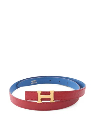 Pre-owned Hermes 1997 Constance Leather Reversible Belt In Red
