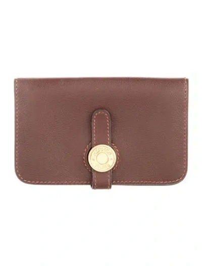 Pre-owned Hermes 1997 Dogon Cardholder In Brown