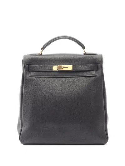 Pre-owned Hermes 1997 Gm Kelly Ado Backpack In Black