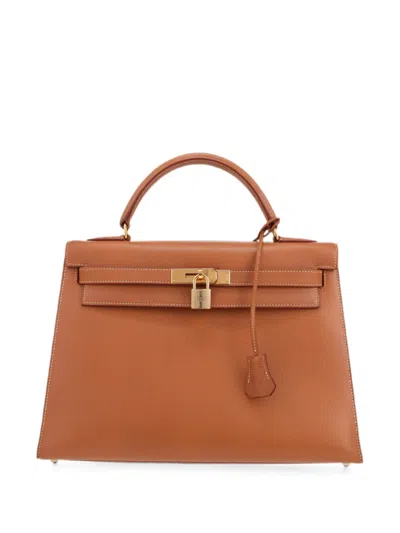 Pre-owned Hermes 1997 Kelly 32 Epsom Handbag In Brown