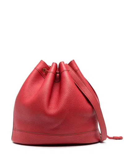 Pre-owned Hermes 1997  Market Gm Bucket Bag In Red
