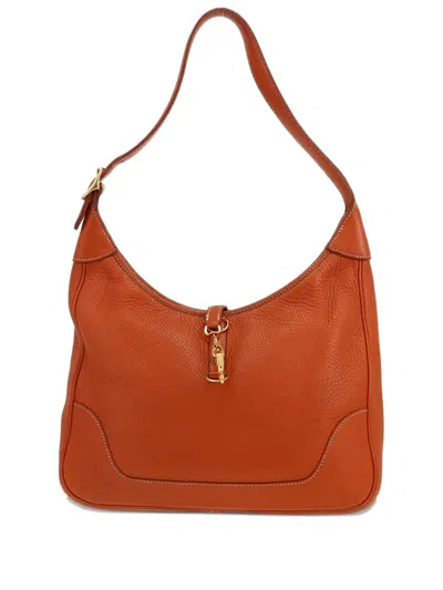 Pre-owned Hermes 1997 Trim Leather Shoulder Bag In Brown