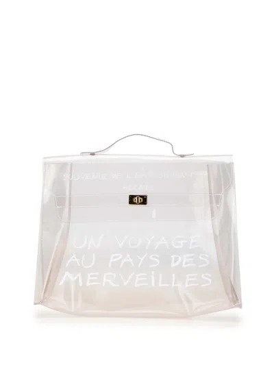 Pre-owned Hermes 1997 Vinyl Souvenir De L Exposition Kelly Handbag In White