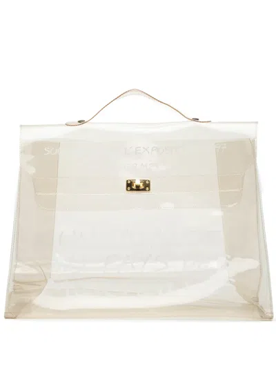 Pre-owned Hermes 1997 Vinyl Souvenir De L Exposition Kelly Handbag In White