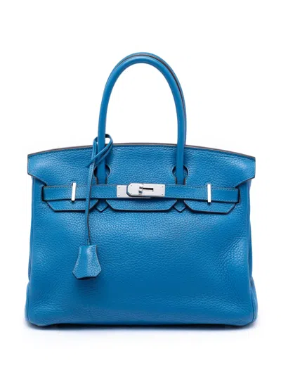 Pre-owned Hermes 1997-2014 Togo Birkin Retourne 30 Handbag In Blue