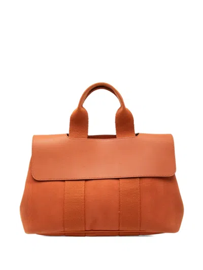Pre-owned Hermes 1997-2014 Toile And Swift Valparaiso Pm Handbag In Orange