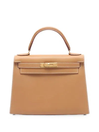 Pre-owned Hermes 1998 28 Kelly Two-way Handbag In Neutral