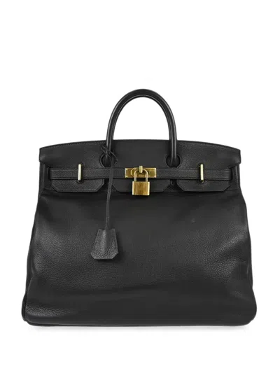 Pre-owned Hermes 1998 45 Haut À Courroies Tote Bag In Black
