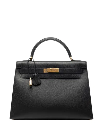 Pre-owned Hermes 1998 Ardennes Kelly Sellier 32 Satchel In Black