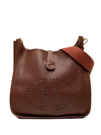 Pre-owned Hermes 1998 Clemence Evelyne 33 Crossbody Bag In Brown