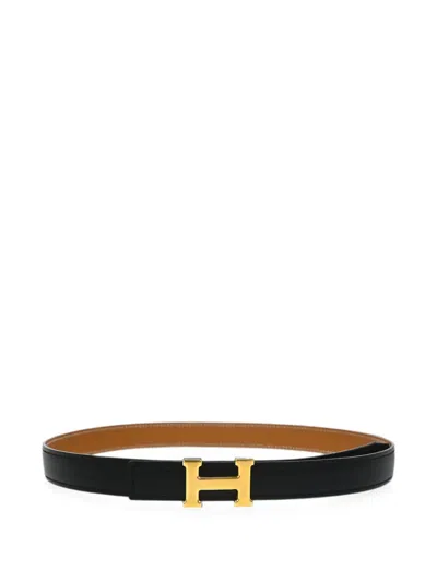 Pre-owned Hermes 1998 Constance Reversible Belt In Black