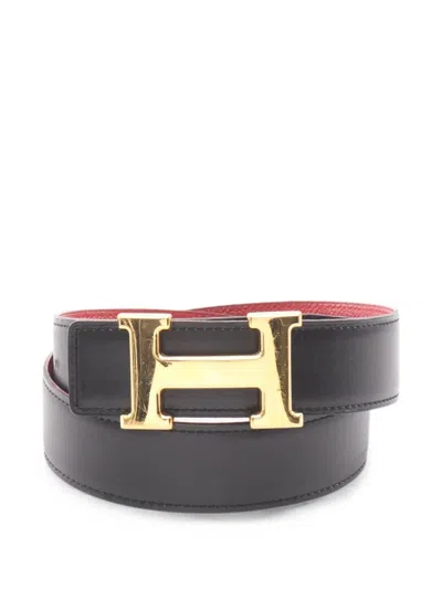 Pre-owned Hermes 1998 Constance Reversible Belt In Red