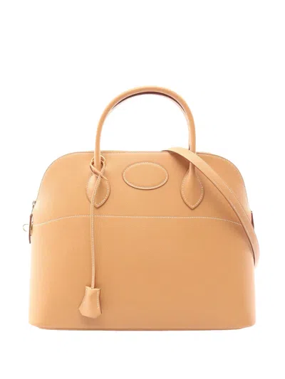 Pre-owned Hermes 1998 Courchevel Bolide 35 Satchel In Neutral