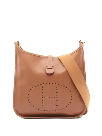 Pre-owned Hermes 1998 Gm Evelyn 1 Leather Cross Body Bag In Neutral