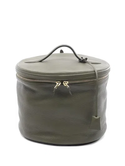 Pre-owned Hermes 1998 Intercity Leather Make Up Bag In Green
